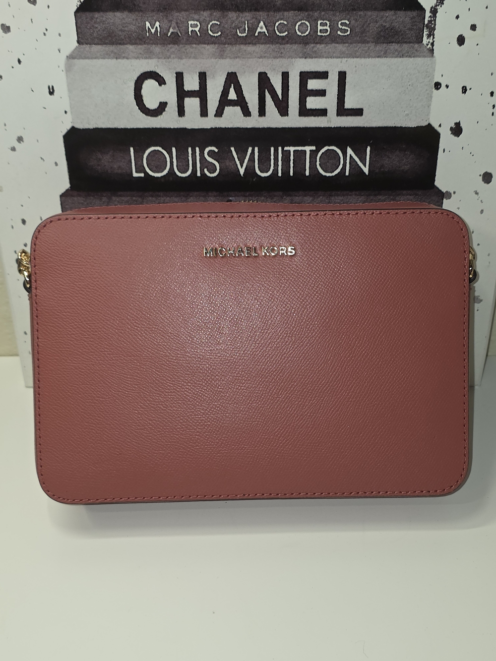 Michael Kors Terracotta Jet Set Saffiano Leather Crossbody Bag with Gold